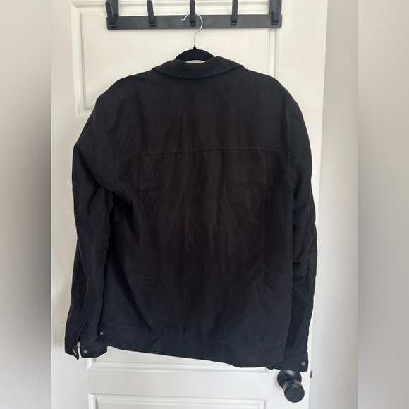 Topman Black Lightweight Suede Shirt Jacket with Collared Neckline - Picture 2 of 3